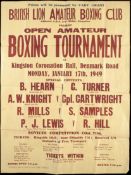 A small archive of boxing ephemera relating to amateur boxing circa 1944-1950, a poster, boxing