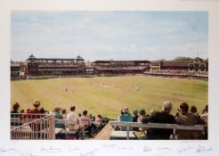 A print of the England v Australia 1980 Centenary Test Match at Lord`s signed by 11 England