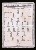 Walsall Town Swifts v Bootle match card 16th February 1891