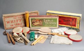 Three boxed table tennis sets, i) THE NEW GAME OF WHIFF-WAFF or TABLE TENNIS, by Slazenger & Sons,