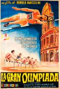 A poster for the film of the 1960 Rome Olympic Games, titled LA GRAN OLIMPIADA, Spanish language,