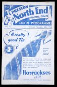 Preston North End v Aston Villa programme 26th November 1938