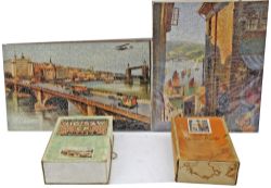 GWR Jigsaws, qty 2:- Carter Patterson London Bridge (with aeroplane); Cornish Fishing Village.