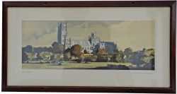 Carriage Print `Ely Cathedral` by Roland Hilder, from the LNER Series. In an original type glazed