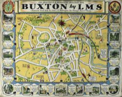 LMS Poster `The Beautiful & Romantic Holiday Buxton by LMS` by J.P. Sayer, 1932, quad royal size 40"