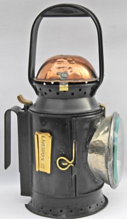 Central London Railway Handlamp. Copper Top, complete with all glasses, burner copper reservoir. One