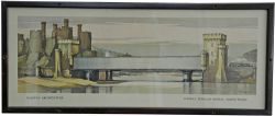 Carriage Print `Conway Tubular Bridge` by Buckle, from the LMR Railway Architecture Series. In