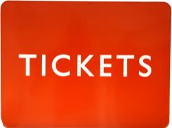 BR(NE) enamel Sign "Tickets", 24"x 18", F/F. Excellent condition with just a couple of insignificant