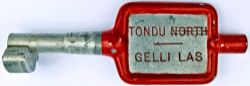 Alloy Key Token TONDU NORTH - GELLI LAS with the word `North` crossed through. Ex Llynvi and