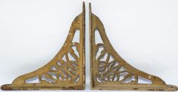 GWR cast iron Shelf Brackets with the GWR script lettering within the casting. Both unrestored in