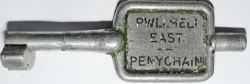 Single Line Alloy Key Token PWLLHELI EAST - PENYCHAIN. Ex Cambrian Railway section being the final