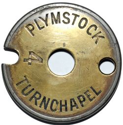 Tyers steel and brass Single Line Tablet PLYMSTOCK - TURNCHAPEL No 4. Ex L&SWR branch that