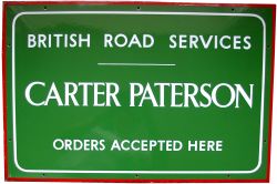 British Road Services - Carter Paterson enamel Sign measuring 18" x 27". White lettering on green