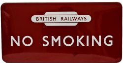 BR(M) enamel Sign "No Smoking" with British Railways Totem above. Measures 24" x 12", F/F. Virtually