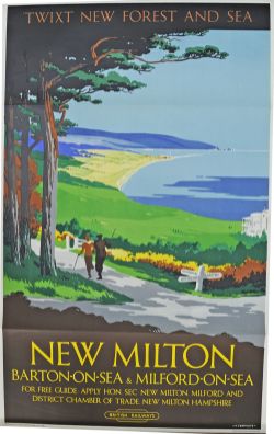 BR Poster, `Twixt New Forest and Sea - New Milton - Barton-On-Sea and Milford-On-Sea` by V L