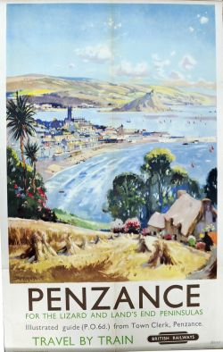 BR Poster, `Penzance - For the Lizard and Land`s End Peninsulas`, by Jack Merriott, Double Royal