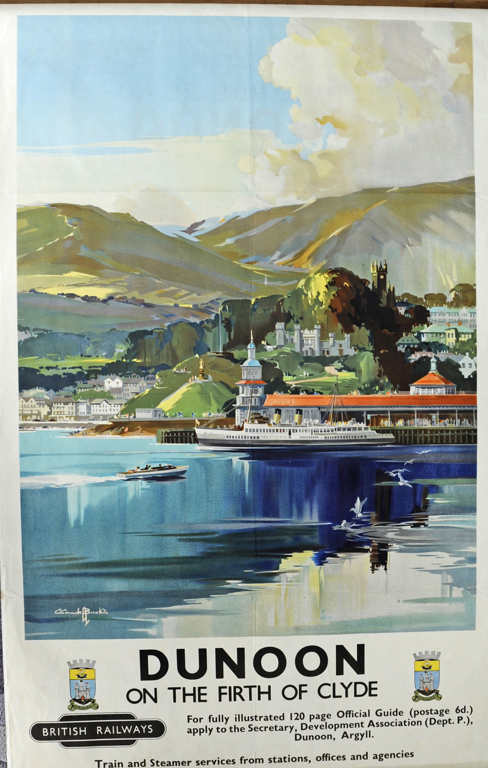 BR Poster "Dunoon - On the Firth of Clyde" by Claude Buckle, double royal size 40" x 25". A view