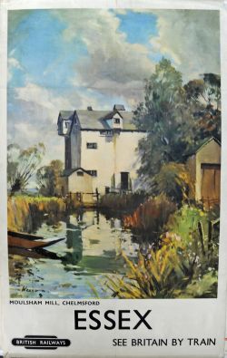BR Poster  "Essex" by Wesson, double royal size 40" x 25". Depicting a peaceful view of Moulsham