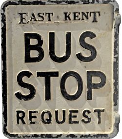 Cast Aluminium Bus Stop wall mounted sign; double sided "East Kent Bus Stop Request". Measuring