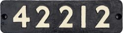 Smokebox Numberplate 42212. Ex LMS 4P 2-6-4T Locomotive, built Derby December 1945 and allocated