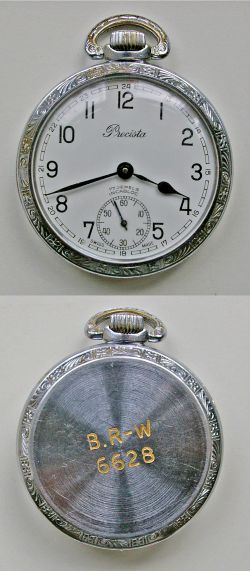 British Railways Western Region Pocket Watch engraved on rear B.R-W 6628. Swiss made by Precista -