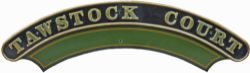 Nameplate TAWSTOCK COURT. Ex GWR 4-6-0 `Saint` Class locomotive built Swindon Works March 1913 and
