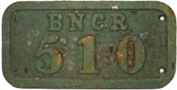 Belfast & Northern Counties Wagon Plate BNCR 510, rectangular cast iron. Totally unrestored