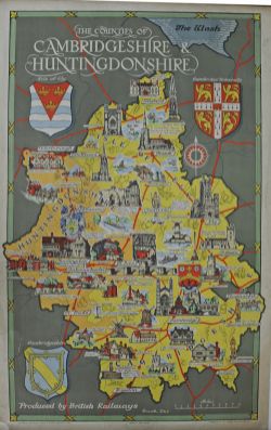 BR Poster "The Counties of Cambridgeshire & Huntingdonshire" by Kenneth Steel, double royal size 40"