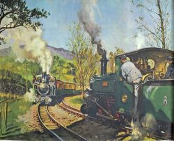 BR Poster  `Festiniog Railway` by Cuneo, quad royal size 50" x 40". Depicts Linda in the loop whilst