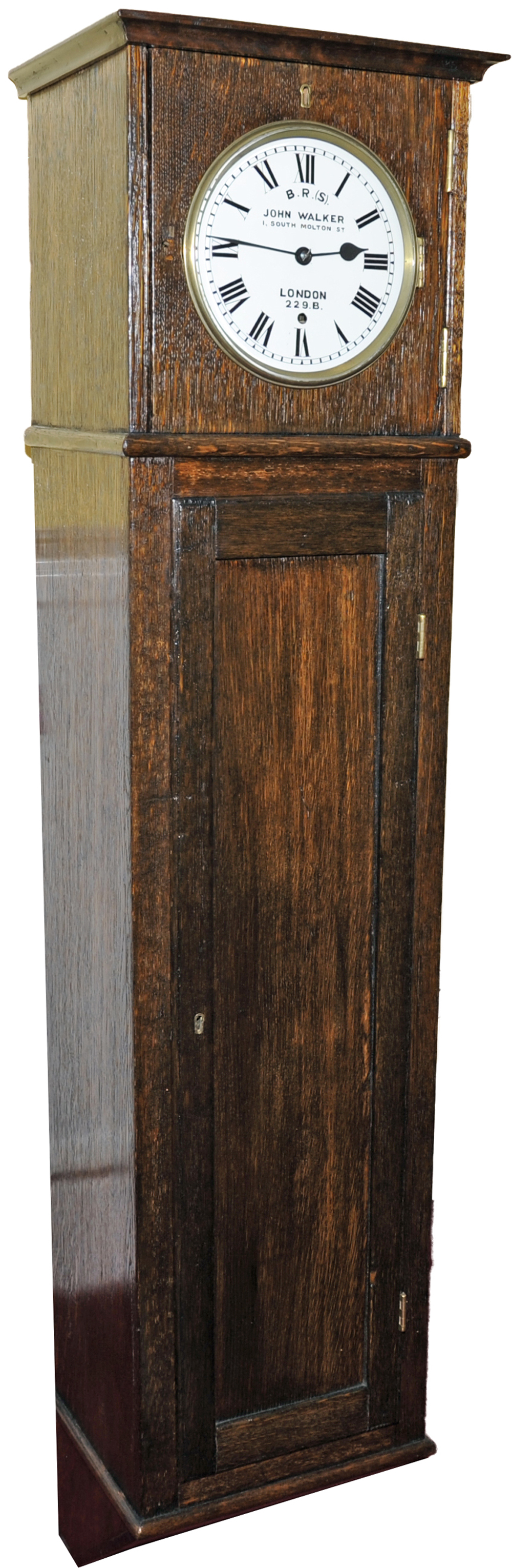 LB&SCR Oak cased 7½" dial wall hung Regulator clock 229 B. Supplied by Richard Webster of Cornhill