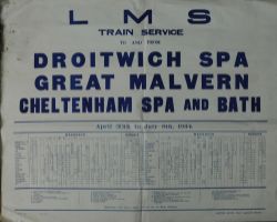 LMS Letterpress Poster, quad royal size, 40" x 50" `LMS Train Service To and From Droitwich Spa,