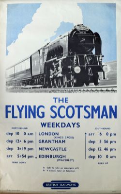 BR Poster "The Flying Scotsman" by A N Wolstenholme, double royal size 40" x 25". Depicting