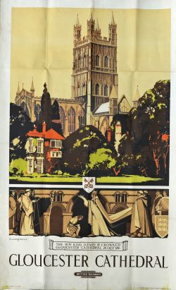 BR Poster `Gloucester Cathedral` by Claude Buckle  double royal size 40" x 25". Dominated by the