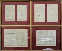 LMS Menus mounted in glazed frames and signed by celebrities of the 1930`s & 1940`s The first menu