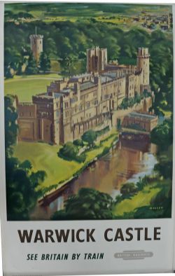 BR Poster, `Warwick Castle` by Bagley, Double Royal size, 40" x 25". Birdseye view of the Castle