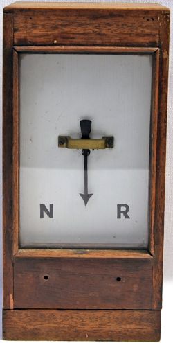 GWR wood cased Track Indicator with front dial showing `N` and `R` (normal and reverse).