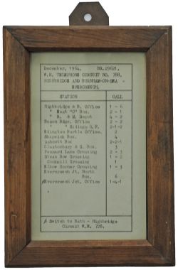 BR(W) Somerset and Dorset section, Telephone circuit notice, issued in December 1964 for the section