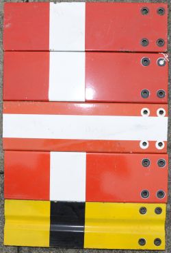 Enamel `Calling On` small signal blades, 21" x 6¼", qty 5 including a rare Distant example.