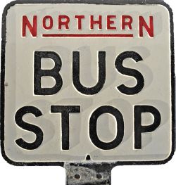 Cast Aluminium Sign "Bus Stop - Northern" - double sided. Measuring 12" x 12".