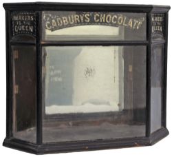 Cadburys` Chocolate wood & glass Display Cabinet, Victorian, measuring 24½" x 9" x 20", lozenge