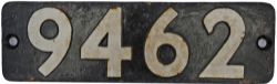 British Railways Western Region cast iron smokebox numberplate 9462. Ex 0-6-0 pannier tank built