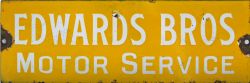Enamel Advertising Sign " Edwards Bros Motor Service". White on yellow. In good condition. Measuring