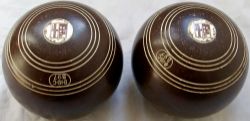 GWR Bowling Club Bowls, a matching pair. Each has a Great Western Railway B.C. label on the top