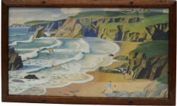 Carriage Print `North Cornwall` by Allinson. In original glazed frame. Depicts a wonderful North