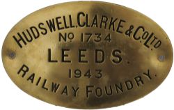 Worksplate "Hudswell Clarke & Co Ltd Leeds No 1734 of 1943". Ex 0-4-0 ST standard gauge. New to