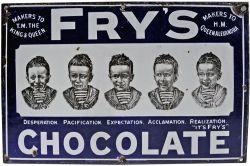 Enamel Advertising Sign "Fry`s Chocolate - Five Boys". This is the rarer smaller version. In good