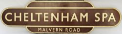 Totem BR(W) CHELTENHAM SPA MALVERN ROAD, H/F (Malvern Road in lower panel). Ex GWR station opened in
