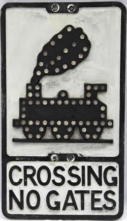 Cast alloy Road Sign `Crossing No Gates` complete with all reflectors