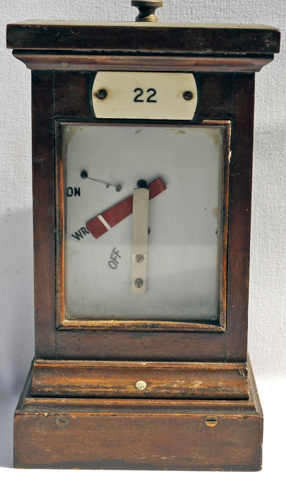GWR wood cased Home Signal Repeater manufactured by H. White & Co., London. Plated No 22 above the