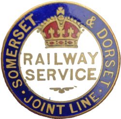 Somerset & Dorset Joint Railway WWI Railway Service enamel Badge. Undoubtedly the absolute rarest of